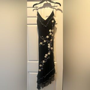 E C I New York Embellished beads and floral Asymmetrical Ruffle Dress, Sz12